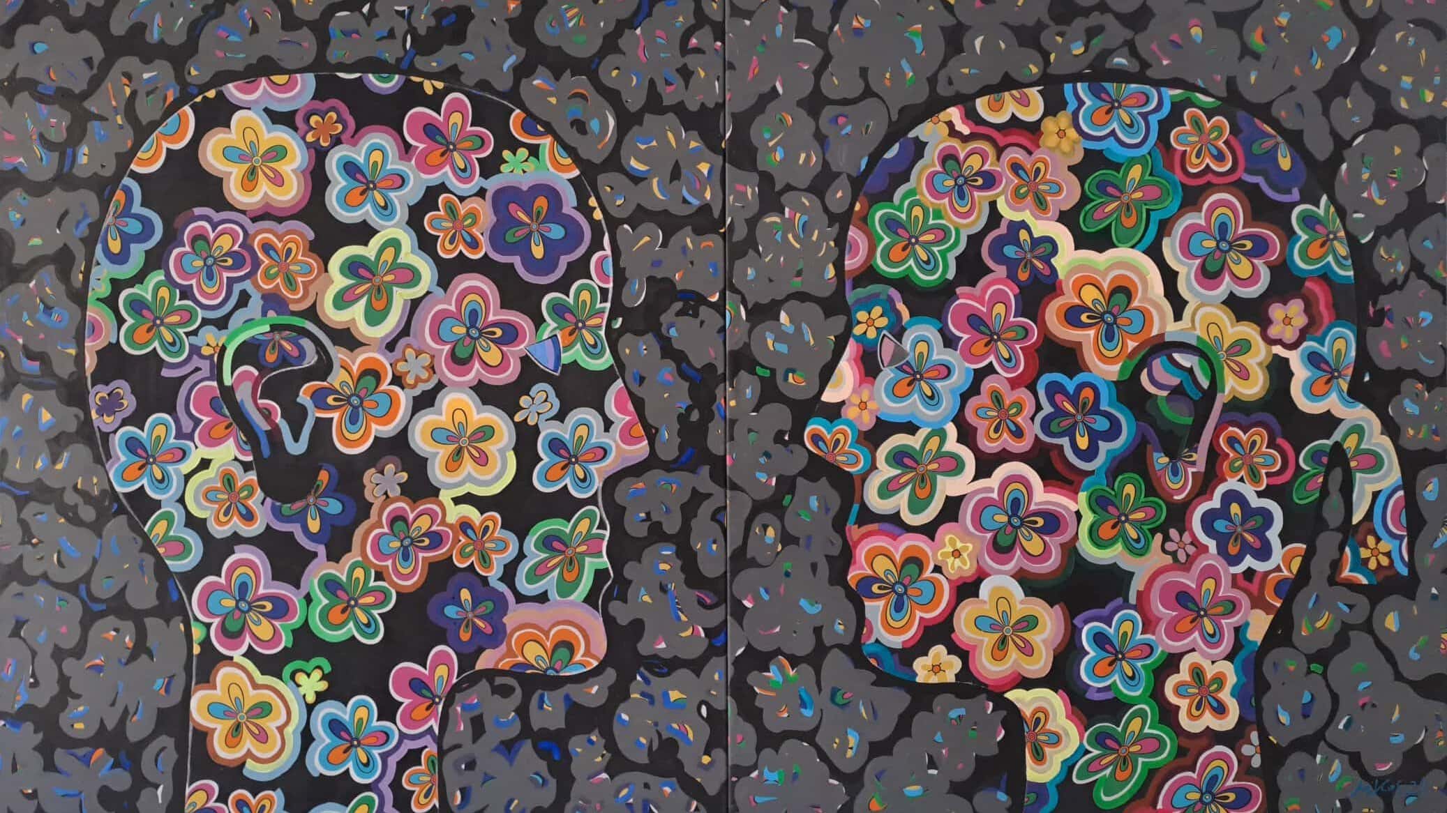 PoSIEtionER / 2-teilg / Mischtechnik auf Stoff / 130 x 220 cm